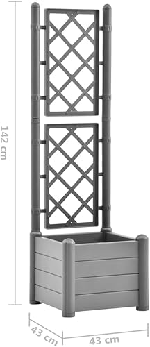 Miniatura 21 de Maceta de jardín con enrejado de 39.4 x 16.9 x 55.9 pulgadas, PP gris piedra, cama de jardín elevada, macetas al aire libre para jardín de hierbas