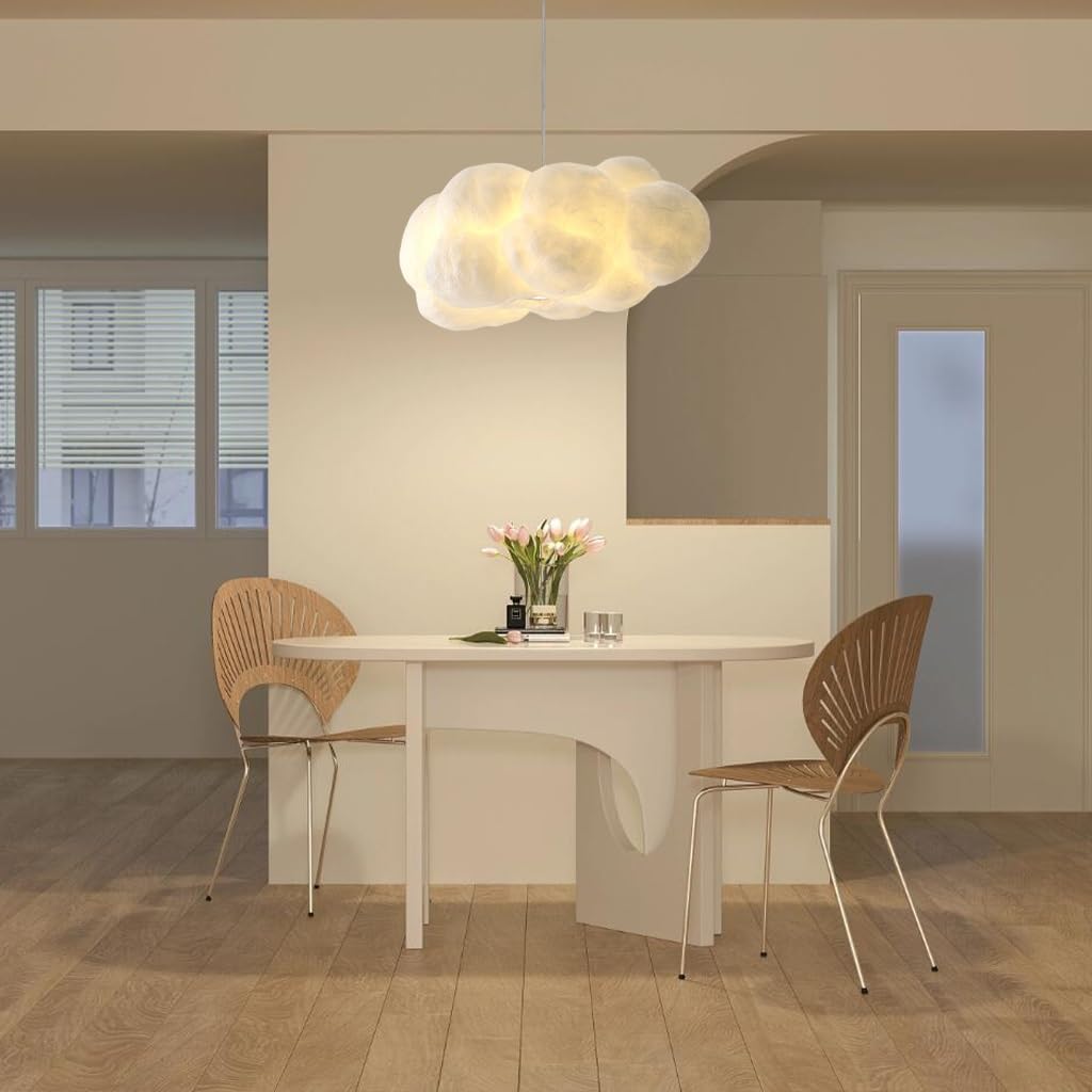Lustre Creative Cotton Cloud Suspension Luminaire Romantique Décoration Intérieure Hauteur Réglable 1 Lampe Blanc Lampe Suspendus E27 Convient pour Hôtel Restaurant Chambre Salon Éclairage (S