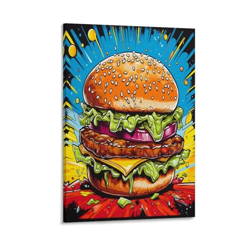 Graffiti art photo sur toile YUXINYUE burger moderne 50x75cm pour salon