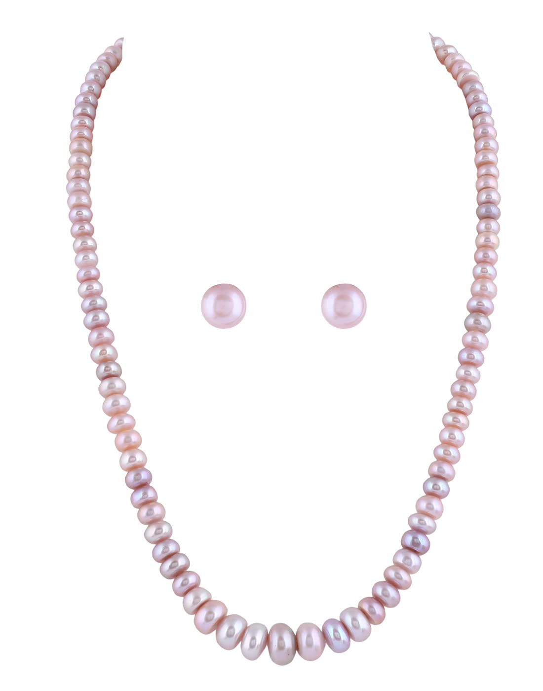 GenericReal Natural Fresh Water Hyderabadi Button Shaped 4 To 10 MM Size Pearl Graduation Necklace Chain With Certificate from Hyderabad for Women Girls
