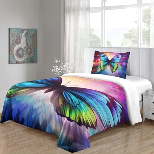 Housse de couette 135x200 fermeture éclair papillon microfibre - 5