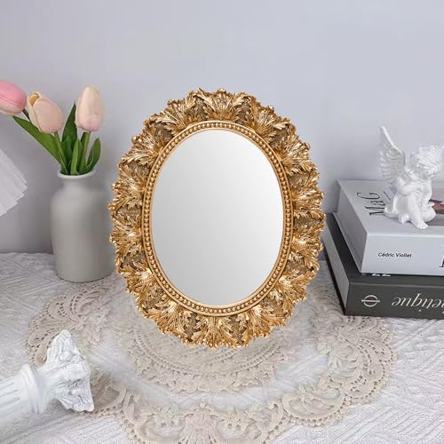 Espejo ovalado vintage pequeño para maquillaje miniatura 4