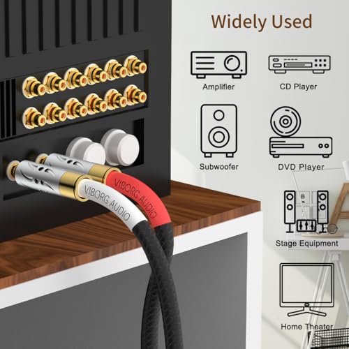 Cable de interconexión RCA Viborg 09G-801 con estructura de 4 núcleos conductores para audio 5