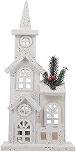 1 PCS Christmas LED Church Light House Snow Scene White Wood Xmas Decorations for Christmas Desktop Ornament