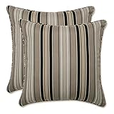 Pillow Perfect Decorative Black Striped Toss Pillows, Square, 2-Pack