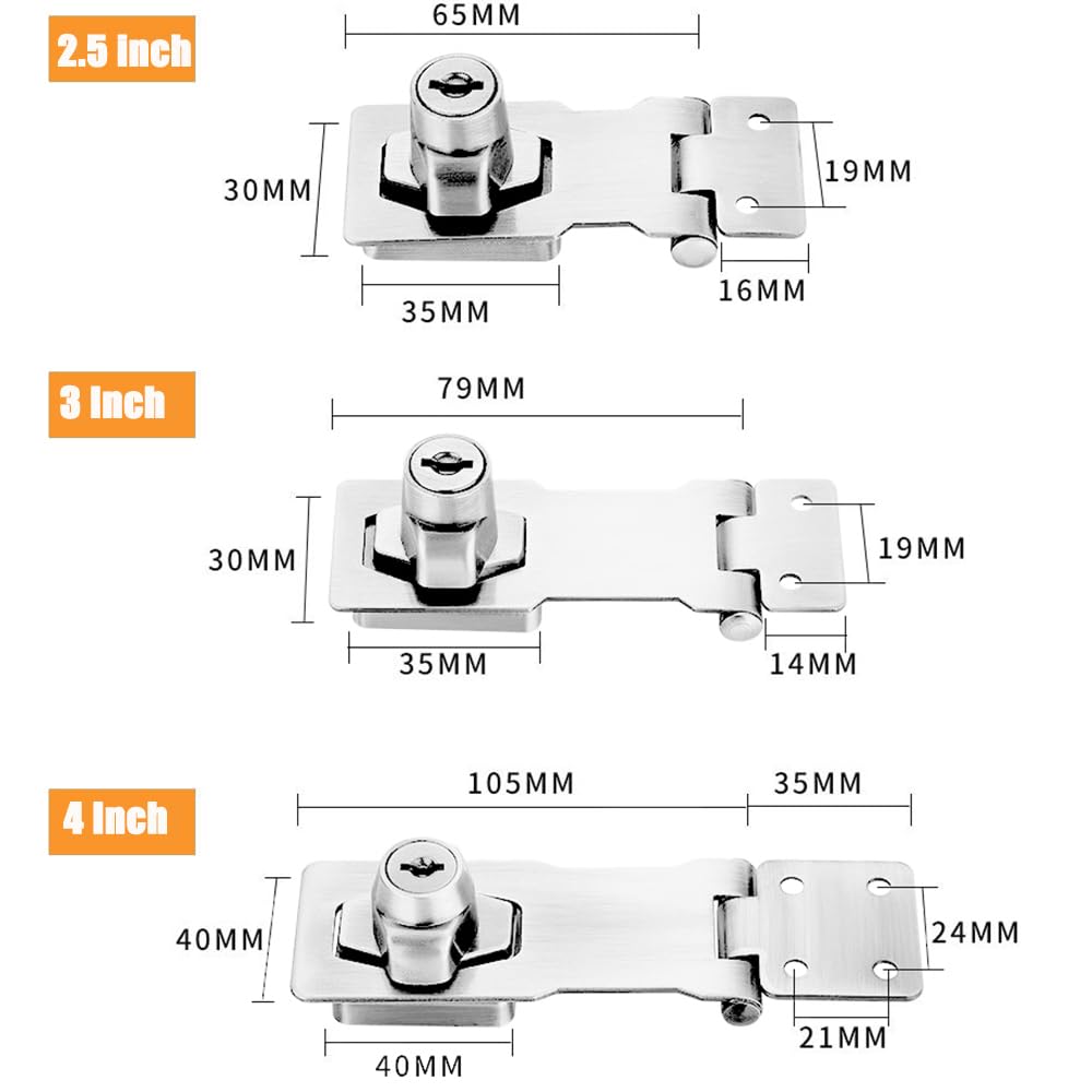 ZiYuya Keyed Hasp Lock and Staple with Padlock - Image 3