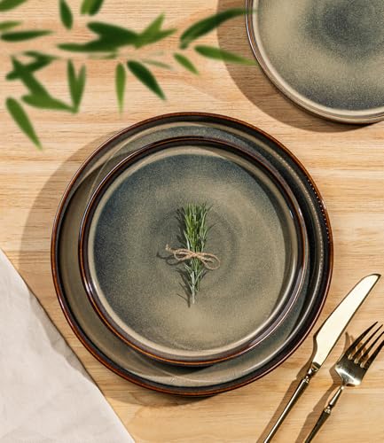 Image of TheTerra Ceramic Dinnerware Sets for 8, 24 Pieces Porcelain Lightweight Plates and Bowls Sets, Scratch Resistant Dish Set, Oven & Microwave & Dishwasher Safe, Coca Mocha