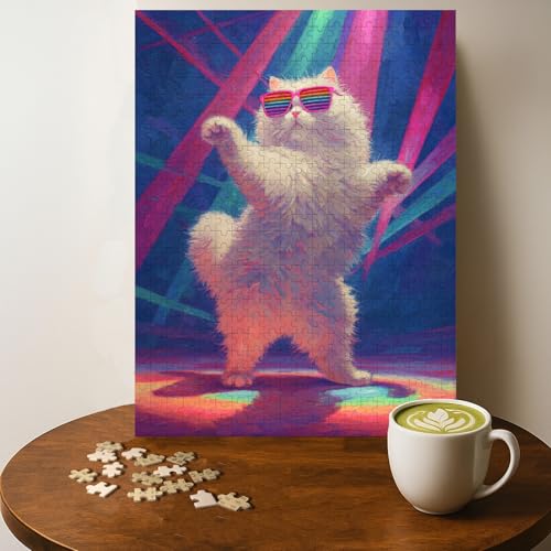 Casse-tête Cyberpunk Chat Disco 500 pièces, 20 x 15 po