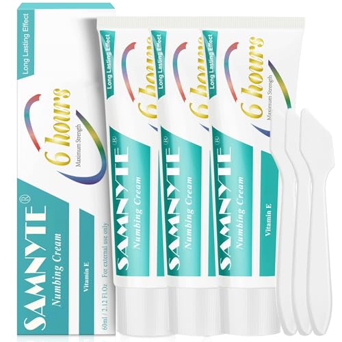 Numbing Cream, 3 Tubes × 2.12Oz Long-Lasting Numbing Cream Maximum Strength, with Aloe Vera, Vitamin E