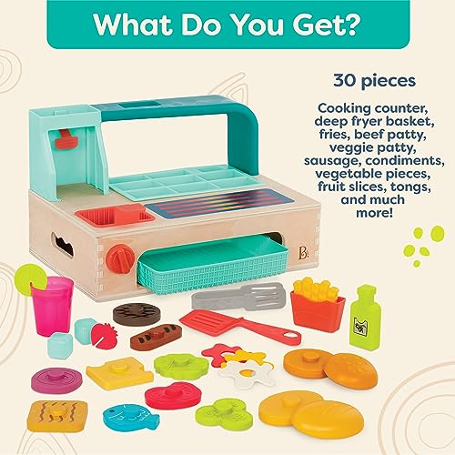 image for B. toys- Mini Chef - Build-a-Burger Playset- Pretend Play Wooden Burge