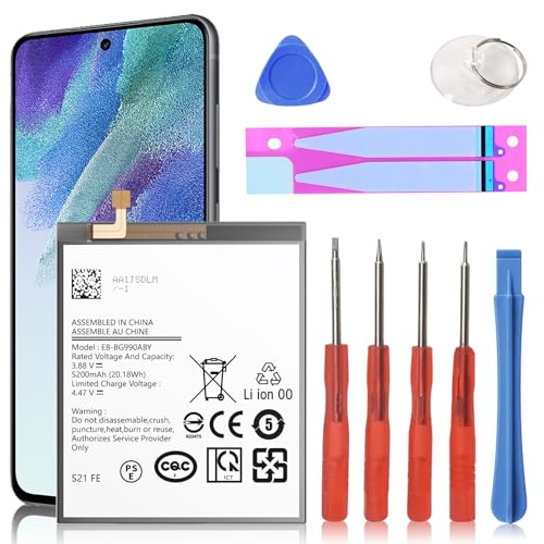 [5200mAh] Galaxy S21 FE Battery, 𝗨𝗽𝗴𝗿𝗮𝗱𝗲𝗱 EB-BG990ABY Replacement Battery for S21 FE 5G SM-G990U SM-G990B with Repair Tool Kits