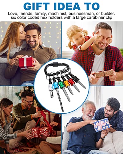1/4 Inch Hex Shank Bits Holder - Portable Six Color Coded Light-Weight Quick-Change Screwdriver Bits Holder Organizer Tool For 1/4" Impact Tips, Screws, Drivers, With Black Carabiner(Bits Not Include) #TOP4