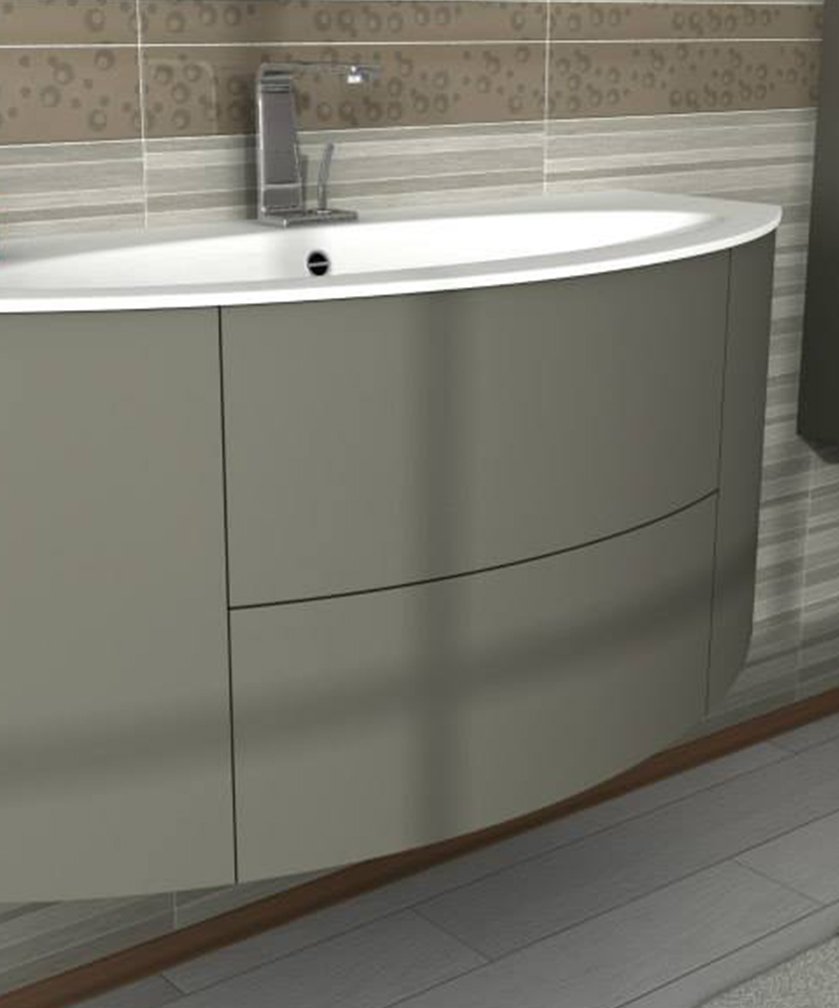 Mobile bagno sospeso Eden grigio talpa, cm 90, solo base e lavabo in vetro