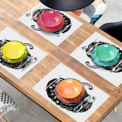 Sets de table en tissu Halloween : lot de 4 protections de table chics motif citrouille - 8