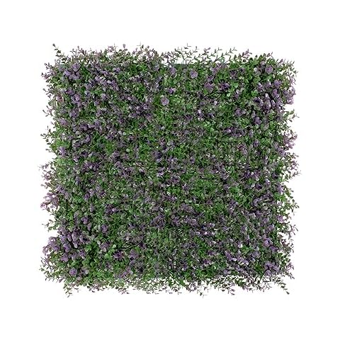 COARBOR 6 Packs 20" x 20" Artificial Boxwood Lavender Buxus Fence Panel Faux Ivy Fence Privacy Topiary Hedge Plant Fence Grass Wall Panels Backdrop for Balcony Patio Outdoor Indoor Cover