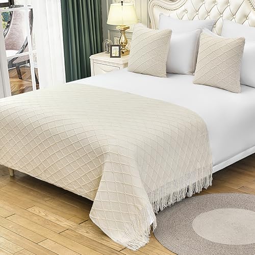 Cubrecama de cama 150 jacquard beige y bufanda de hotel sofá 2