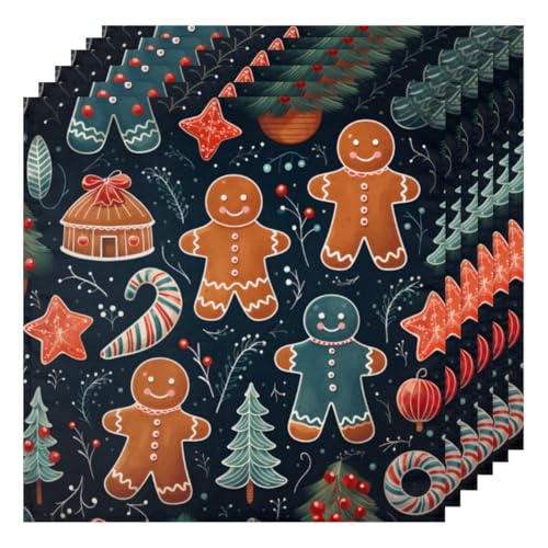 Set de 6 servilletas de tela 50.5x50.5 cm multicolor miniatura 1