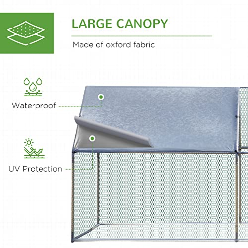 Pawhut Metal Chicken Coop Cage 3 Rooms, Walk-In Enclosure Poultry Hen Run House, Water Resistant Cover For Backyard 10' X 20' X 6.5' #TOP3