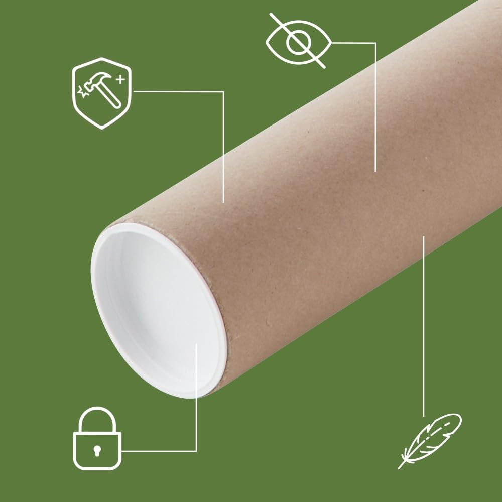 Lot 10 tubes pour expédition et emballage ø10 x 100 cm avec capuchon pour affiche et poster