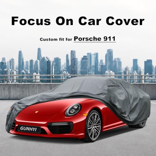 Image of GUNHYI Premium Car Cover Custom Fit Porsche 911 (2011-2026), 16 Layers Heavy Duty Car Cover Waterproof All Weather with Zipper Door for Sun Rain Snow Dust Uv Protection