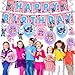 103PCS Stitch Party Supplies Birthday Decorations Set Include Banner, Balloons, Stickers, Hanging Swirls, Cake Cupcake Toppers, Tablecloth for Boys Girls Stitch Theme Party (Pink)