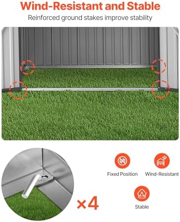 VEVOR 6 x 4 FT Metal Garden Shed, Outdoor Storage Shed with Lockable Doors & 4 Louver Vents, Peak Roof Metal Sheds Outdoors Storage, Storaged Sheds Clearance for Backyard, Garden, Patio, Bike, Gray — view 4