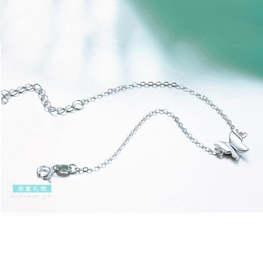 Braccialetti a catena con polsino in argento sterling alla moda, Bracciale in argento sterling 925 da donna Bracciale a farfalla di moda Bracciale da donna squisito Bracciale in argento sterling con g