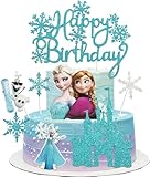 Frozens Princess Cake Topper, Snowflake Theme, Birthday Party Supplies Decoration for Kids 8 Pcs