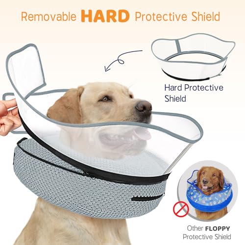 Image of Supet Raised Inflatable Dog Cone Alternative Collars for After Surgery, Dog Donut Collar After Surgery, Soft Pet Cone for Small Medium Large Dogs to Stop Licking