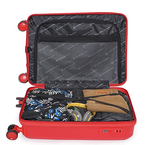Image of SWISS MILITARY Star Luggage Bag, Textured Hard-Sided Trolley Bag, Cabin Luggage, Overnighter Trolley Bags|Durable ABS Body, Ergonomic 360 Rotatable Wheels, TSA Lock, 24 inches, Red, 1