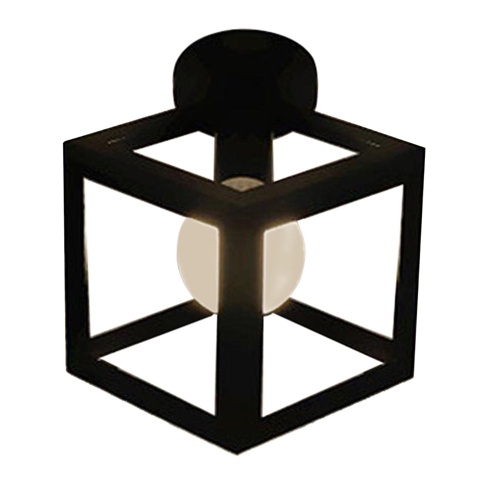 Semi Flush Mount Ceiling Light E27Base Industrial Metal Square White Light-image-8