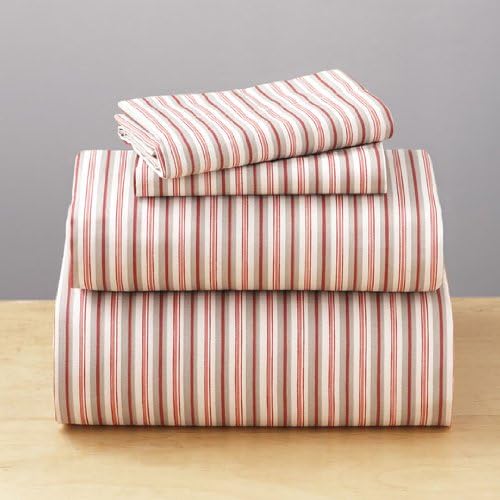 Royale Linens 200 Thread Count Vintage Stripe Sheet Set - Twin - Burgundy