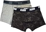 2er Kaskadenverpackung Puma Herren Boxershort DIAGONAL Allover 2P, schwarz/grau, XL, 511605001666040