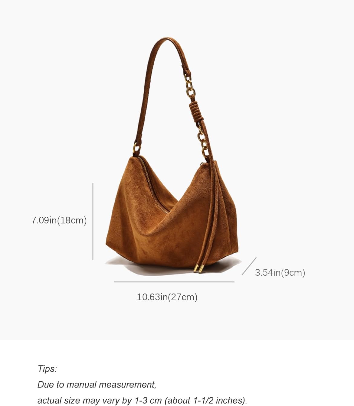 Small Shoulder bag For Women Faux Suede Handbag Soft Hobo Cute Crossbody with Adjustable Strap - Image 4