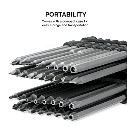 Neiko 10224A Extra Long Security Power Bit Set, 32 Piece | 1/4