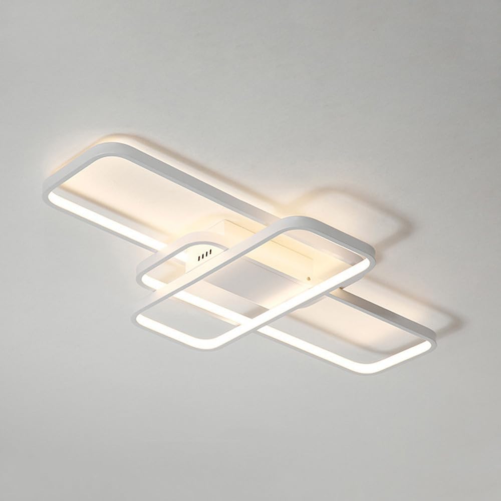 Dimmable LED Ceiling Light Fixture,58W/68W/82W Modern Flush Mount Ceiling Light,Black Square Acrylic Ceiling Lamp for Kitchen Bedroom Study Living Room Office Dining Room