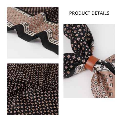 Image of 27.5 Inches Square Silk Feeling Neck Scarf for Men Necktie Silk Bandanas Pocket Square Cowboy Scarves