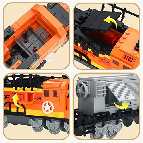City Güterzug Bausteine City Zug Spielzeugsets mit 3 Wagen und Zugwartungszubehör Kreatives Spielzeug Ab 6 Jahren Jungen… – Bild 4