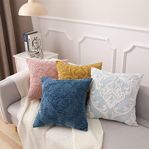 Hpuk Embroidered Boho Throw Pillow Covers 18X18 Inch, Set Of 2 Emroidery Accent Couch Pillows For Living Room, Bedroom, Sofa, Chair, Sky Blue #TOP7