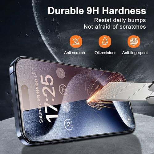 Image of 2 Pack Compatible with iPhone 15 Pro Max and Compatible with iPhone 15 Plus Privacy Screen Protector Gradient colorful 25 Degree Anti-Spy Tempered Glass Anti-Bluelight Bubble Free Full