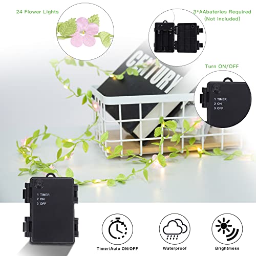 Vigdur 2 Packs Vine Lights - Tiny Leaf Ivy String Lights With 48 Cherry Blossom Lights Battery Powered Waterproof Fairy Light Indoor Outdoor For Bedroom Party Garden Wall Décor St. Patrick'S Day thumb #2