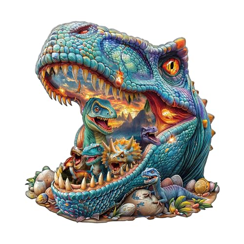 Wooden Puzzles for Adults,Fantasy Dinosaurs-2 Jigsaw Puzzles for Adults, Wooden Puzzle for Family Game and Birthday Gift Idea for Friends (21.5 * 20.8cm,90pcs)