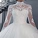 Yuxin Lace Ball Gown Wedding Dress for Bride High Neck Long Sleeves Wedding Gowns Bridal Dresses with Train White Us6