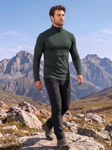 Image of CHKOKKO Winter Wear Cotton Plain Full Sleeve Turtle Neck Regular Fit T Shirt For Men