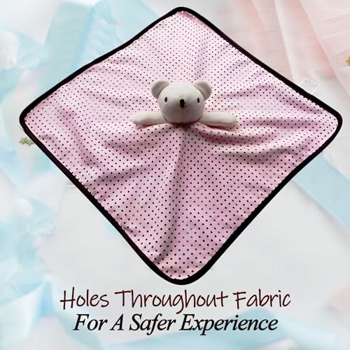Image of The Safer Baby Lovey | Breathable & Soft Security Blanket | Soft Blanket with Holes for Easy Breathing | Gender Neutral Snuggle Toy | Baby Gift for Newborns | Stuffed Plush Animal - 16x16 Inch (Pink)