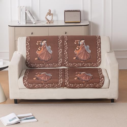 Image of HOKIPO HeavenHue Sofa Cover 2 Seater for Seat & Back, Nritya Echo