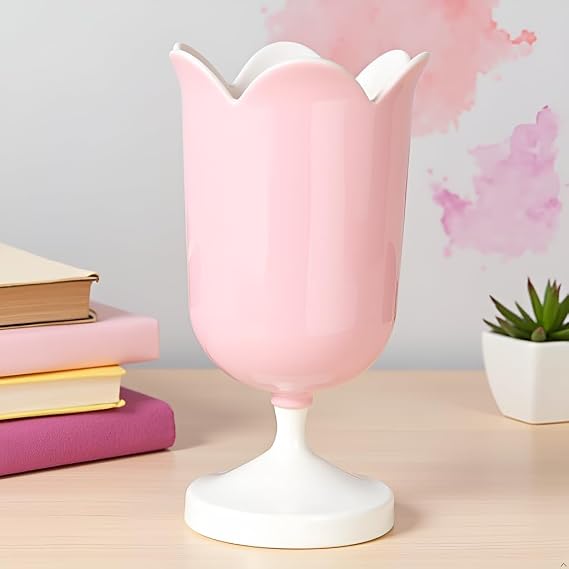 Pink Cute Tulip Pen Holder Pens Cup for Desk Pen Brush Organizer Office Stationery Supplies Home Decor Desk Supplies Holders and Dispensers,Plastic Pencil Holders