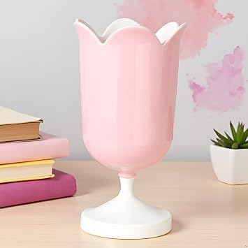 Pink Cute Tulip Pen Holder Pens Cup for Desk Pen Brush Organizer Office Stationery Supplies Home Decor Desk Supplies Holders and Dispensers,Plastic Pencil Holders