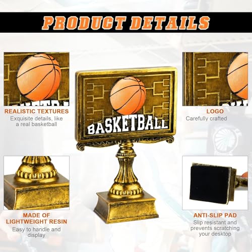 Wiwiqing 1 Pack March Basketball Bracket Trophy Basketball Winner Award for Madness Challenge Tournament Funny Recognition Trophy Appreciation Gift for Champion Winner Friends Prizes (Gold) by Wiwiqing - Image 3