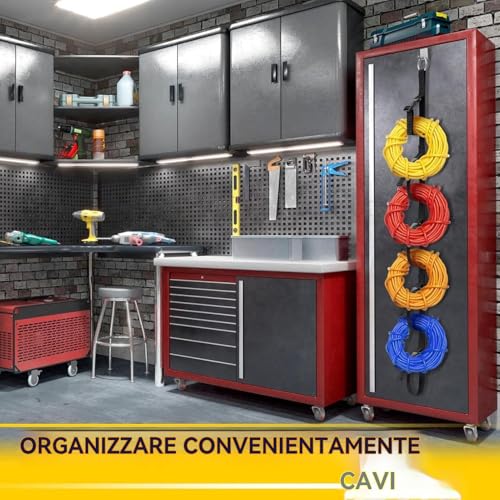 Organisateur de câbles pour garage avec support de rangement suspendu - 4